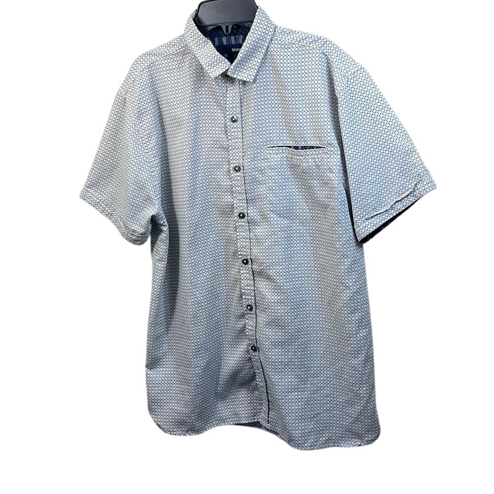 Bruno‎ Short Sleeve Button Up Shirt Geometric Print Casual Menswear